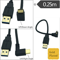 Vergoldetes Metall USB Typ-C Stecker auf Stecker Verlängerungskabel USB 3.1 Winkelstecker mit 5A Schnellladung auf Lager