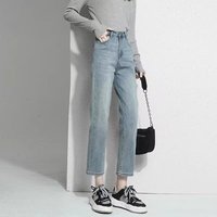 Jeans pour femmes populaires 2025, pantalon en denim vintage coupe droite, taille mi-haute, coupe skinny, brodé, style tube, pour l'été