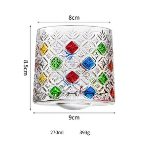 <span class=keywords><strong>Verre</strong></span> à whisky rotatif sans plomb de style américain, tasse colorée peinte, verres à whisky à l'ancienne avec plateau en bois - Product Image 2