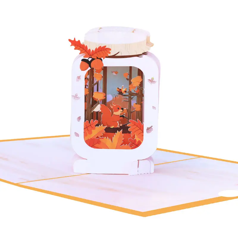 Aangepaste Wenskaart Drifting Fles 3d Pop-Up Handgemaakte Cadeaukaart Zegen Dank U Bankkaart Groothandel Papier Ambachten