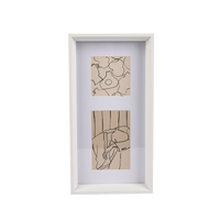 Cadre photo en MDF à deux ouvertures avec passe-partout blanc, cadre photo vertical en bois profond pour décoration murale