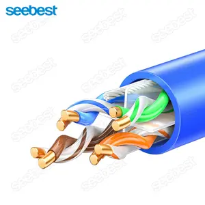 Seebest Cat6 Utp 23/24 AWG tembaga/CCA konduktor utp cat6 kabel 4 pasang 8 inti PVC/PE/LSZH jaket kucing 6 kabel 305m tembaga penuh