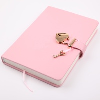 Journal secret en cuir PU rose doré avec cadenas en forme de cœur pour filles, avec clé, logo personnalisé, couverture A5, carnet de notes