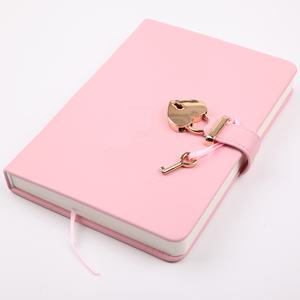 여자 심장 모양의 잠금 일기 키 로즈 골드 Pu 가죽 저널 사용자 정의 로고 커버 A5 저널 비밀 노트북 - Product Image 6