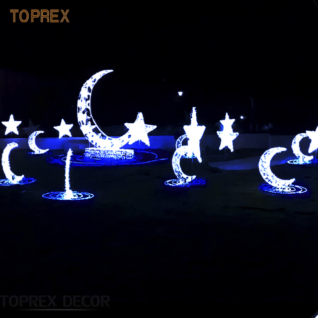 Event Moon Outdoor 2D Led Crescent Moon Star Motif Light Rramadan Light for Ramadan Decoration
