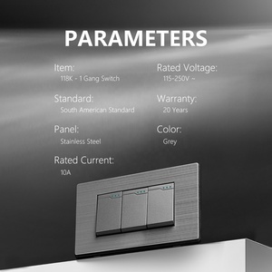 Pelat baja antikarat Modern sakelar Rocker 1 <span class=keywords><strong>2</strong></span> arah standar US 3 Gang sakelar lampu dinding tombol daya listrik - Product Image 1