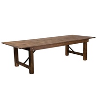 Tables de ferme pliantes en bois rectangulaires de 240 cm (96 po) pour événements, fêtes, extérieur, mariages, avec chaises à dossier croisé