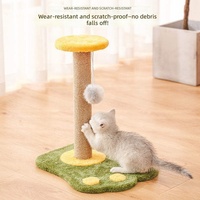 Arbre à chat double couche en corde de sisal avec 2 plateformes rondes, jouet interactif détachable pour chat avec souris et clochette, accessoire pour chat