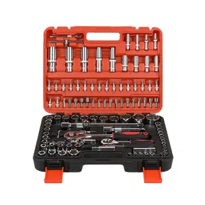 94 Pieces Car Repair Socket 24t 72 Tooth Ratchet Handle 1/2" 1/4"dr Hex Socket Wrench Tools Set For Automotive Mechanics