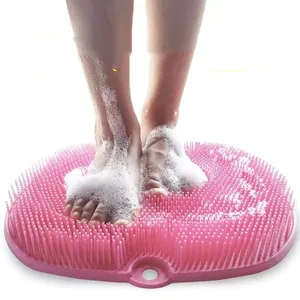 Escova de banho para massagem de pele morta, para corpo com sucção, antiderrapante, cor rosa, de silicone, pés, banho, limpador de pé, chuveiro, venda imperdível