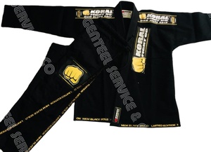 2021 negro BJJ Jiu Jitsu Gi/Kimono Gi precio de fábrica al por mayor ropa de artes marciales de algodón personalizable para Karate y MMA - Product Image 4