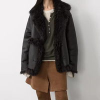 Abrigo de piel de oveja Toscana informal retro para mujer abrigo de piel auténtica de talla grande con solapa de costura