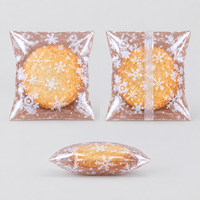Sac à oreiller personnalisé en PP transparent imprimé flocon de neige pour emballage individuel de biscuits de Noël, lait, produits de boulangerie, aliments, recyclable, vente en gros