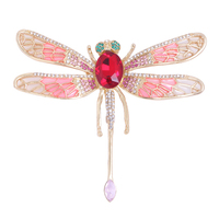 Broche de poitrine en alliage fantaisie pour femme, motif libellule grande taille, ornée de strass, personnalisable, vente en gros