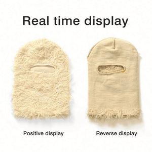 Pasamontañas de punto acrílico con diseño de camuflaje personalizado y efecto desgastado para deportes y fiestas unisex - Product Image 4