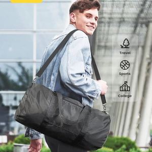 New Large Capacity Black Cylinder <b>Bag</b> Unisex Gym Sports <b>Duffel</b> <b>Bag</b> Waterproof Nylon Travel Shoulder <b>Bag</b> - Product Image 2