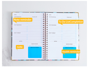 Cuaderno de lista de tareas simplificado personalizado de cuidado personal A5, diario semanal, planificador en espiral sin fecha con pegatinas - Product Image 6