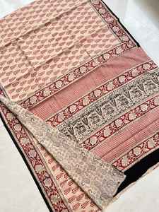 Ensemble de 3 pièces de matériel de robe imprimée en blocs de coton sur mesure Fabriqué à la main Kurta Dupatta et tissu inférieur. Idéal pour un usage personnel - Product Image 3