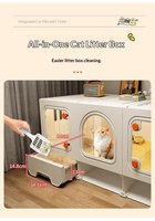 Maison pour animaux de compagnie, cage pour chat de style villa avec toilette intégrée pour petit appartement, utilisation en intérieur dans la salle de bain et le couloir, lits et accessoires pour animaux de compagnie