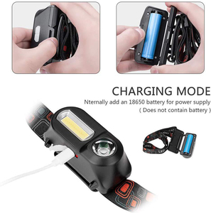 Offres Spéciales ultra lumineux 2 en 1 COB LED lampe FRONTALE rechargeable USB lampe de poche torche de tête de lecture haute puissance lumière principale - Product Image 3
