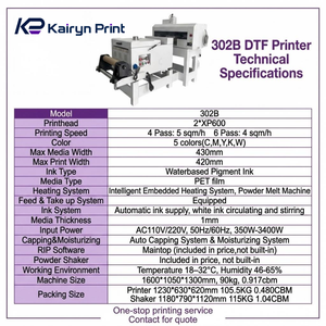 Impresora DTF 302b de 2 cabezales Xp600, tamaño 420 mm, todo en uno, compacta, de escritorio, para camisetas, pequeños negocios, hogar, impresora DTF 302b 1. Costo - Product Image 3