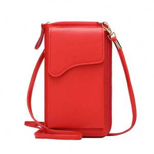 Bolsos y estuches para teléfonos móviles OEM Crossbody PU cuero impermeable cremallera patrón de caramelo correa ajustable para mujer - Product Image 1