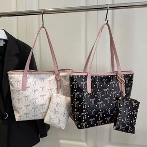 THK0524 New Large Tote <b>Bag</b> With <b>Purses</b> <b>Set</b> Bow Printed Fashionable Female Trend Shoulder Ladies Handbags - Product Image 1