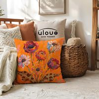 4 housses de coussin vintage à fleurs, motif de peinture florale abstraite colorée, adaptées à la décoration de la maison et de la terrasse
