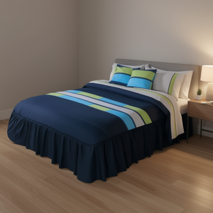 Edredón Doble Kevin con 2 Almohadas de Competición, Rayado, Poliéster y Algodón, para Todas las Estaciones, Ropa de Cama Moderna para el Hogar - Product Image 2