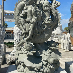 Statue de Kuan <span class=keywords><strong>Yin</strong></span> avec dragon sur mesure en gros, sculpture de <span class=keywords><strong>Quan</strong></span> <span class=keywords><strong>Yin</strong></span> en pierre naturelle, sculpture de jardin d'extérieur, garantie 1 an - Product Image 4