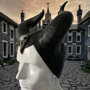 Bruja malvada gótica negro oscuridad cabeza cuerno Cosplay fiesta <span class=keywords><strong>mal</strong></span>éfica máscara de látex casco para adulto - Product Image 5