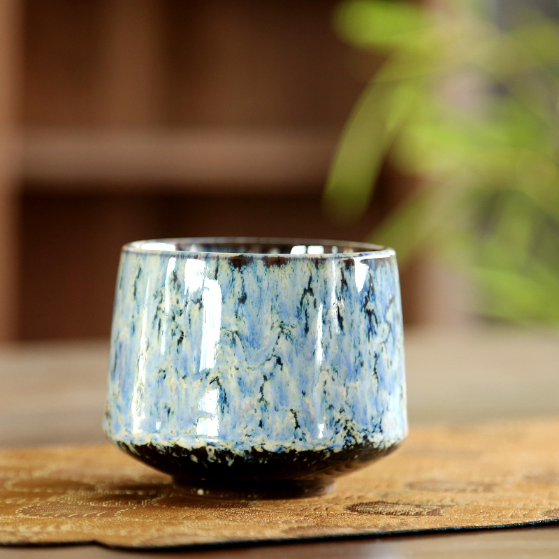 Taza cilíndrica - Horno de torno marrón azul