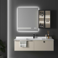 Kabinet Ruang Mandi Kayu V Kamar Mandi, Bak Cuci dengan Lemari Kayu Solid