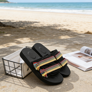 Sandales et pantoufles en tissu jacquard de luxe, pantoufles d'été classiques très vendues, haute qualité, vente en gros et personnalisation disponibles - Product Image 5