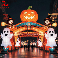 Arche de festival d'Halloween extérieure géante en soie, motif citrouille, crâne, chauve-souris, pour festival de la lumière