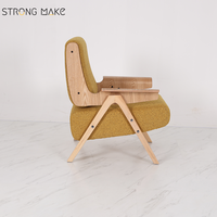 Occasionnellement Lounge Accent Chair Modern Nordic Leisure Relax Fauteuil en cuir en bois de luxe pour la maison et le salon
