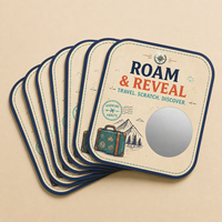 Cartes à gratter personnalisées de qualité supérieure avec motifs de logo sur mesure, thème voyage, couleur originale, impression CMYK, design personnalisé