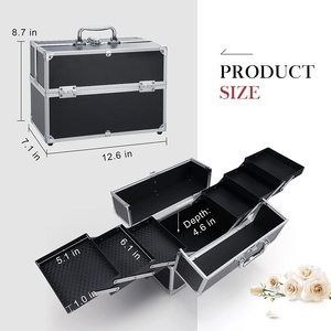 Boîte de maquillage étui de voyage avec extra large 6 plateaux stockage cosmétique professionnel pour <span class=keywords><strong>maquilleur</strong></span>, technologie des ongles, coiffeurs - Product Image 4