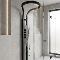 Système de douche mural multifonctionnel en acier inoxydable avec panneau de douche ovale en cascade et tête filtrante