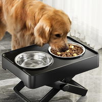 Double gamelle surélevée réglable pour chien, gamelles surélevées pour animaux de compagnie avec support en acier inoxydable pour chien et chat
