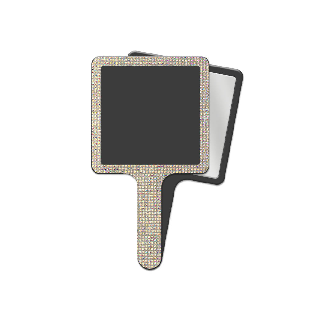 1 miroir à main noir de petite taille avec strass