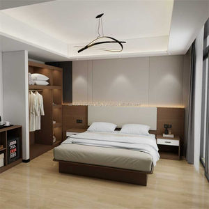 Ensemble de meubles de chambre d'hôtel modernes OEM ODM, économique, pour hôtel 3 étoiles, lit en bois avec table de chevet, meuble TV, armoire - Product Image 2