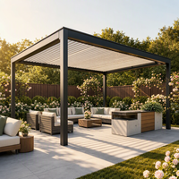 Pergola motorisée en aluminium pour extérieur, toit à lames orientables, résistante au vent et à la pluie, pour jardin, patio, balcon, cour, villa