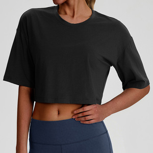 Maglietta Estiva YY in Modal e Cotone per Fitness, Casual, Larga, con Collo Tondo e Maniche a Tre Quarti, Top Corto per Yoga e Pilates da <span class=keywords><strong>Donna</strong></span> - Product Image 5