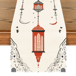 Caminos <span class=keywords><strong>de</strong></span> <span class=keywords><strong>Mesa</strong></span> <span class=keywords><strong>de</strong></span> Lino Premium para Ramadán con Motivos Tradicionales <span class=keywords><strong>de</strong></span> Luna y Estrella Doradas, Estilo Bohemio, Decoración <span class=keywords><strong>de</strong></span> <span class=keywords><strong>Mesa</strong></span> para Eid - Product Image 5