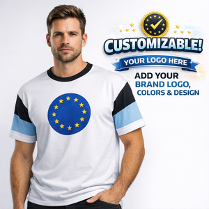 T-shirt pour homme avec logo personnalisé |   T-shirt graphique de style européen en gros OEM/ODM |   Vêtements de rue décontractés en coton de qualité supérieure - Product Image 1