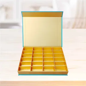 कस्टम लोगो लक्ज़री छोटी पुस्तक शैली उत्सव किटकैट वेलेंटाइन रमज़ान उपहार चॉकलेट पैकेजिंग बॉक्स डिवाइडर डालने के साथ