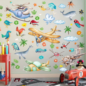 <span class=keywords><strong>Stickers</strong></span> muraux nuage de baleine d'avion de dessin animé moderne pour décor de papier peint de format printemps de chambre à coucher de garçons - Product Image 4