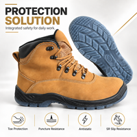 Bottes de sécurité en cuir nubuck personnalisées EN ISO 20345, semelle cristalline antidérapante, chaussures de randonnée et de travail, vente en gros pour les marchés américain et européen