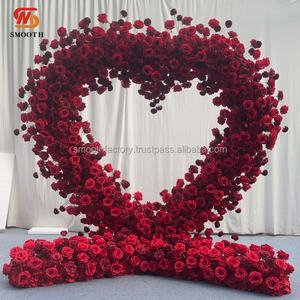 Arche de fleurs artificielles en rose rouge LEDA 2m, fabrication artisanale, personnalisation privée, arche florale en forme de cœur pour les propositions de mariage, toile de fond - Product Image 4